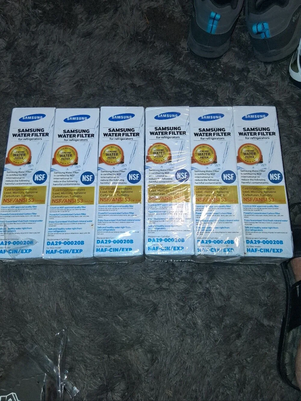 Lot of 6 Samsung Water Filter Boxes in White and Blue Packaging DA29-00020B